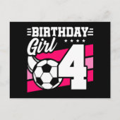 Carte Postale Fête de football de 4 ans 4e anniversaire Fille (Devant)