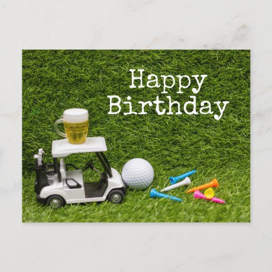 Carte Postale Fête de golf avec boule et bière avec tee - shirts (Devant)