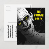 Carte Postale Fête de Halloween Vampire Flippante (Devant / Derrière)