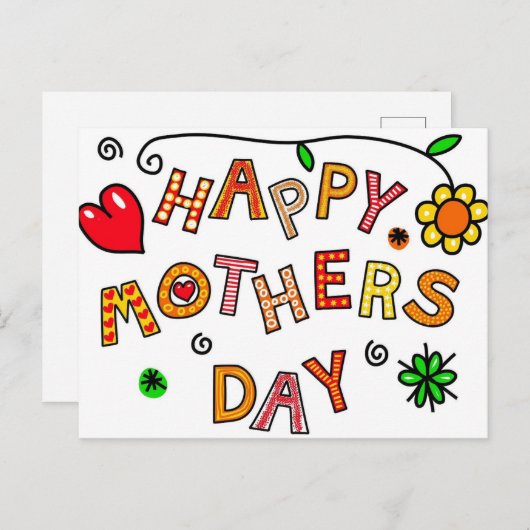 Carte Postale fête de la mère heureuse (Devant / Derrière)