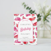 Carte Postale Fête de la piscine d'anniversaire de la pastèque (Debout devant)