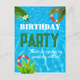 Carte Postale Fête de la piscine tropicale Anniversaire d'été