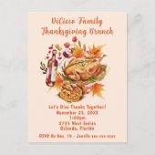 Carte Postale Fête de la récolte de Brunch Thanksgiving (Devant)