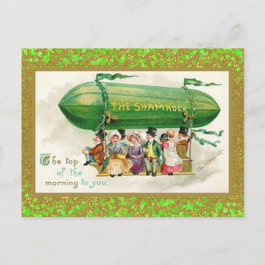 Carte Postale Fête de la Saint-Patrick Shamrocks Irlandais Zeppe (Devant)