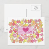 Carte Postale Fête de la Saint-Valentin Fleurs Orange Amour (Devant / Derrière)