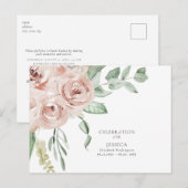 Carte Postale Fête de la vie du Rose Aquarelle (Devant / Derrière)