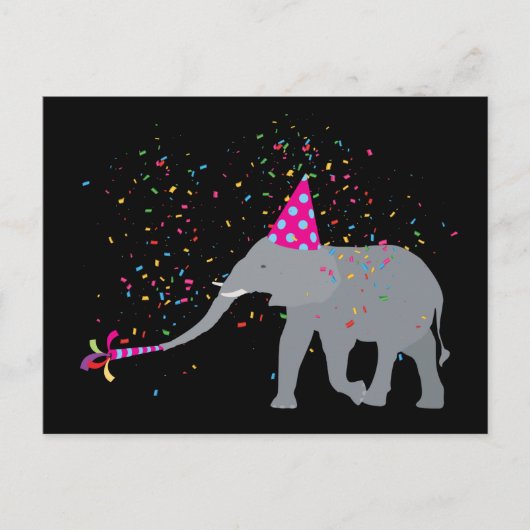 Carte Postale Fête de l'Éléphant - Animaux faisant la fête (Devant)