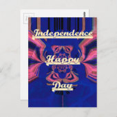 Carte Postale Fête de l'Indépendance Abstraite Art (Devant / Derrière)