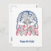 Carte Postale Fête de l'Indépendance Aigle américain (Devant / Derrière)