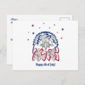 Carte Postale Fête de l'Indépendance Étoiles d'aigle américain (Devant / Derrière)