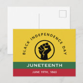 Carte Postale Fête de l'indépendance noire Juneteenth 1865 Texte (Devant / Derrière)
