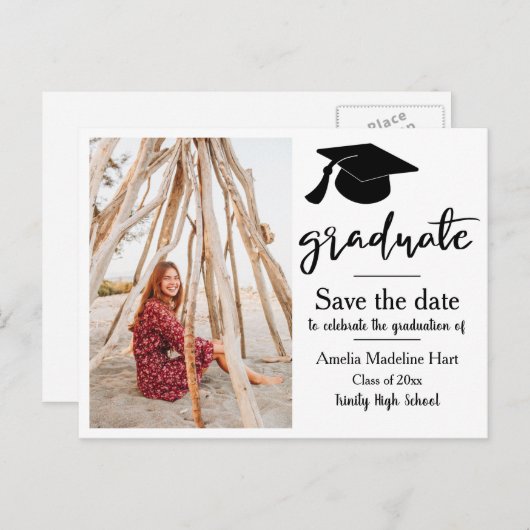 Carte Postale Fête de l'obtention du diplôme | Enregistrer la ph (Devant / Derrière)