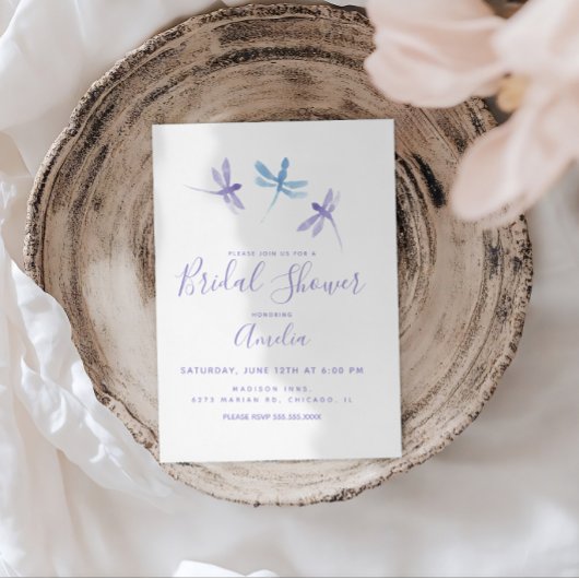 Carte Postale Fête de mariage aux libellules peintes à la main v