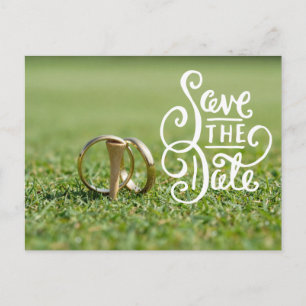 Carte Postale Fête de mariage de golf avec balle de golf et amou