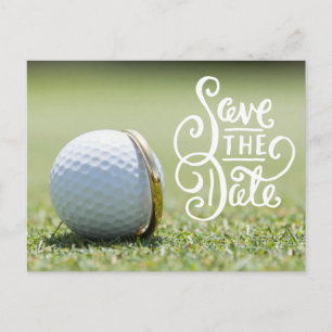 Carte Postale Fête de mariage de golf avec balle de golf et amou
