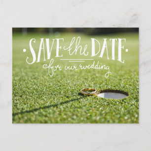 Carte Postale Fête de mariage de golf avec balle de golf et cœur