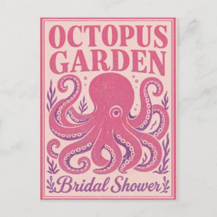 Carte Postale Fête de mariage drôle Octopus Party Côtière