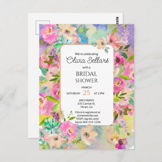 Carte Postale Fête de Mariage Floraison Brillante (Devant / Derrière)