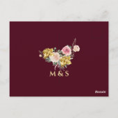 Carte Postale Fête de mariage Floral Bourgogne Or Eucalyptus (Dos)