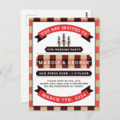 Carte Postale Fête de mariage | Volet Buffalo Check (Devant / Derrière)