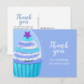 Carte Postale Fête de naissance Cupcake Merci Bébé Sprinkle (Devant / Derrière)