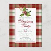 Carte Postale Fête de Noël | Aquarelle Plaid Holly (Devant)