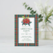 Carte Postale Fête de Noël | Aquarelle Poinsettia Plaid (Debout devant)
