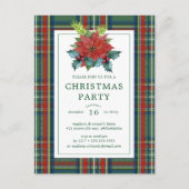 Carte Postale Fête de Noël | Aquarelle Poinsettia Plaid (Devant)