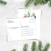 Carte Postale Fête de Noël Aquarelle simple Ornements