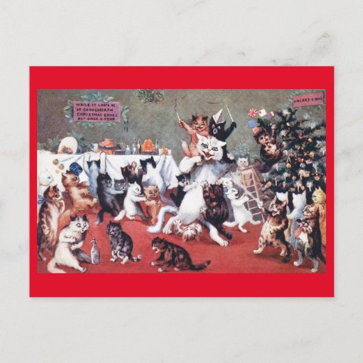 Carte Postale Fête de Noël avec chatons, Louis Wain Postc (Devant)