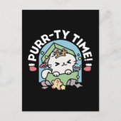 Carte Postale Fête de Noël avec Purr-ty Time Cat (Devant)