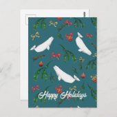 Carte Postale Fête de Noël de baleines de Beluga (Devant / Derrière)