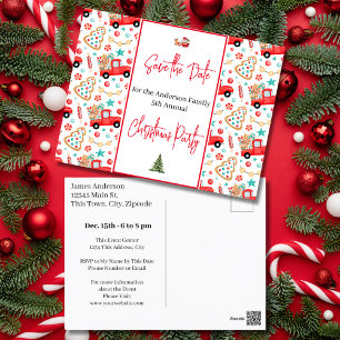Carte Postale Fête de Noël de la famille Sauvez la date Camion r