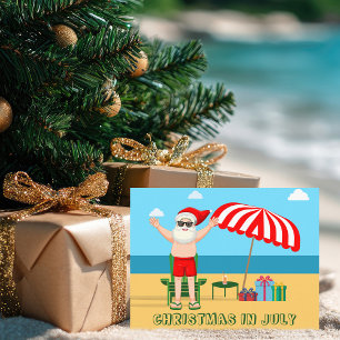 Carte Postale Fête de Noël en juillet sur la plage avec le Père 