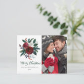 Carte Postale Fête de Noël Floral Rouge (Debout devant)