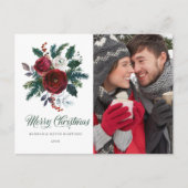 Carte Postale Fête de Noël Floral Rouge (Devant)