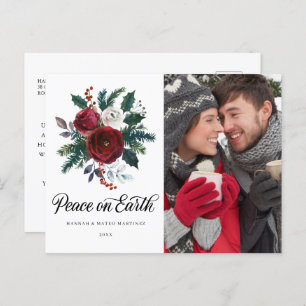 Carte Postale Fête de Noël Floral Rouge