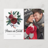 Carte Postale Fête de Noël Floral Rouge (Devant)