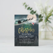 Carte Postale Fête de Noël Santa Hat Reindeer Sleigh (Debout devant)