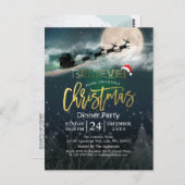 Carte Postale Fête de Noël Santa Hat Reindeer Sleigh (Devant / Derrière)