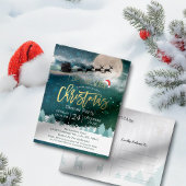 Carte Postale Fête de Noël Santa Hat Reindeer Sleigh