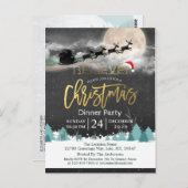 Carte Postale Fête de Noël Santa Hat Reindeer Sleigh (Devant / Derrière)