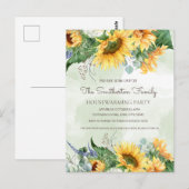 Carte Postale Fête de pendaison de crémaillère aux tournesols ve (Devant / Derrière)