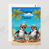 Carte Postale Fête de pingouins (Devant / Derrière)