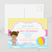 Carte Postale Fête de Piscine de Fille Afro-Américaine (Devant / Derrière)