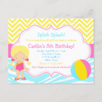 Fête de piscine pour fille blonde