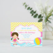 Carte Postale Fête de piscine pour fille brune (Debout devant)