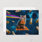 Carte Postale Fête de pizza de chat laser (Devant / Derrière)