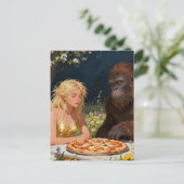Carte Postale Fête de pizza Saquatch et fée (Debout devant)
