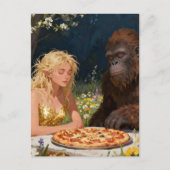 Carte Postale Fête de pizza Saquatch et fée (Devant)